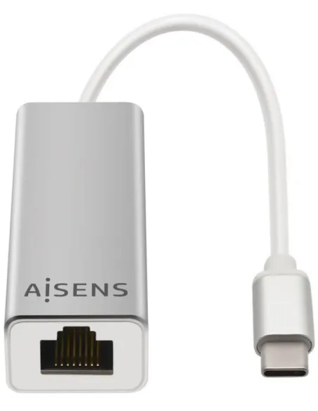 Aisens A109-0341 Adaptador USB-C a RJ-45 Ethernet Rápido LAN 15cm Plata y Blanco
