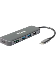 D-Link DUB-2327 HUB USB-C a USB-C/USB-A/microSD/SD/HDMI 6 Puertos Gris-RED56893
