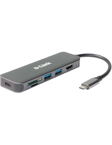 D-Link DUB-2327 HUB USB-C a USB-C/USB-A/microSD/SD/HDMI 6 Puertos Gris