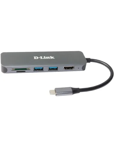 D-Link DUB-2327 HUB USB-C a USB-C/USB-A/microSD/SD/HDMI 6 Puertos Gris