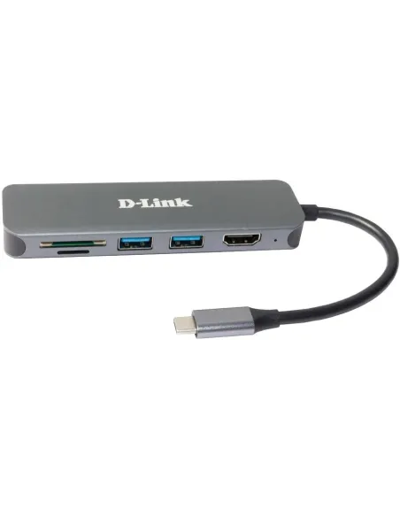 D-Link DUB-2327 HUB USB-C a USB-C/USB-A/microSD/SD/HDMI 6 Puertos Gris
