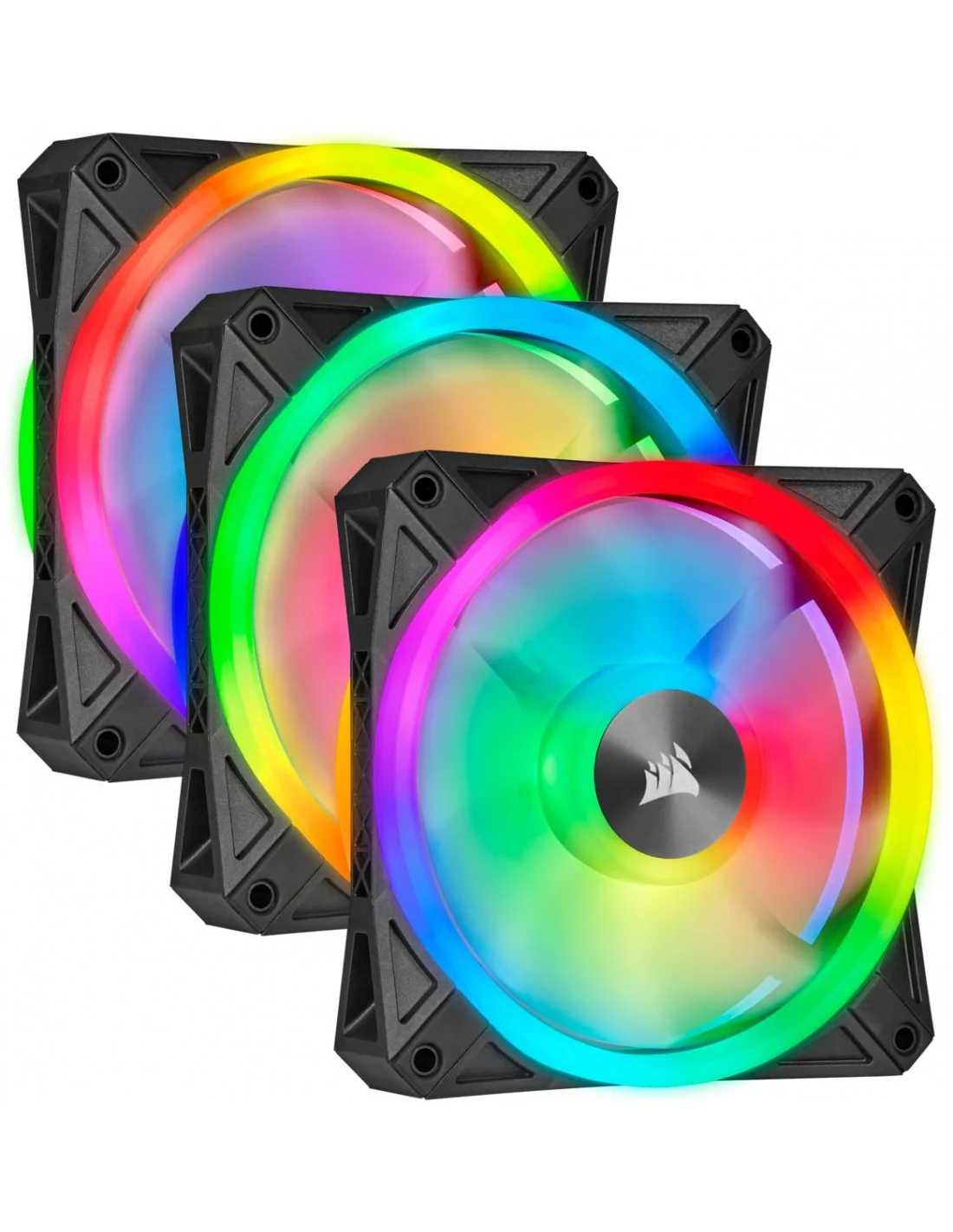 Corsair iCUE QL120 RGB Pack de Tres Ventiladores con Lighting Node CORE Negro