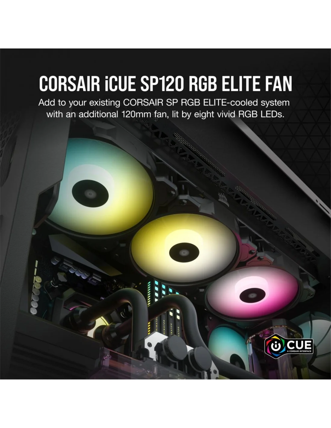 Corsair iCUE SP120 RGB ELITE Performance 120 mm PWM Fan Negro