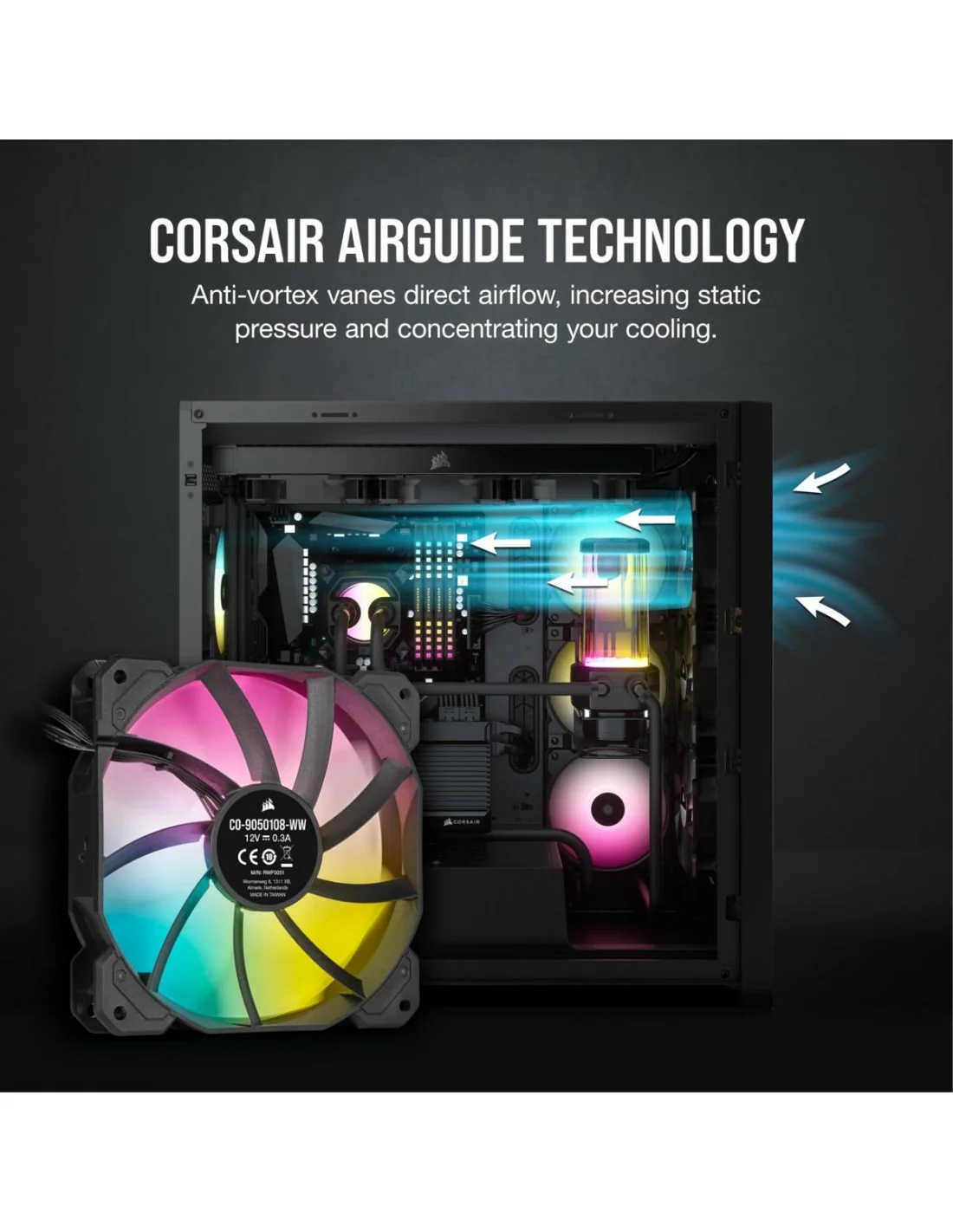 Corsair iCUE SP120 RGB ELITE Performance 120 mm PWM Fan Negro