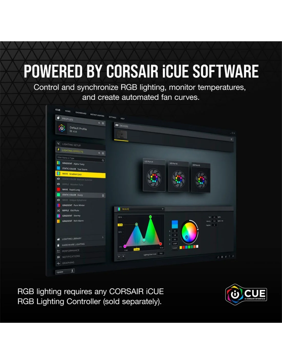 Corsair iCUE SP120 RGB ELITE Performance 120 mm PWM Fan Negro