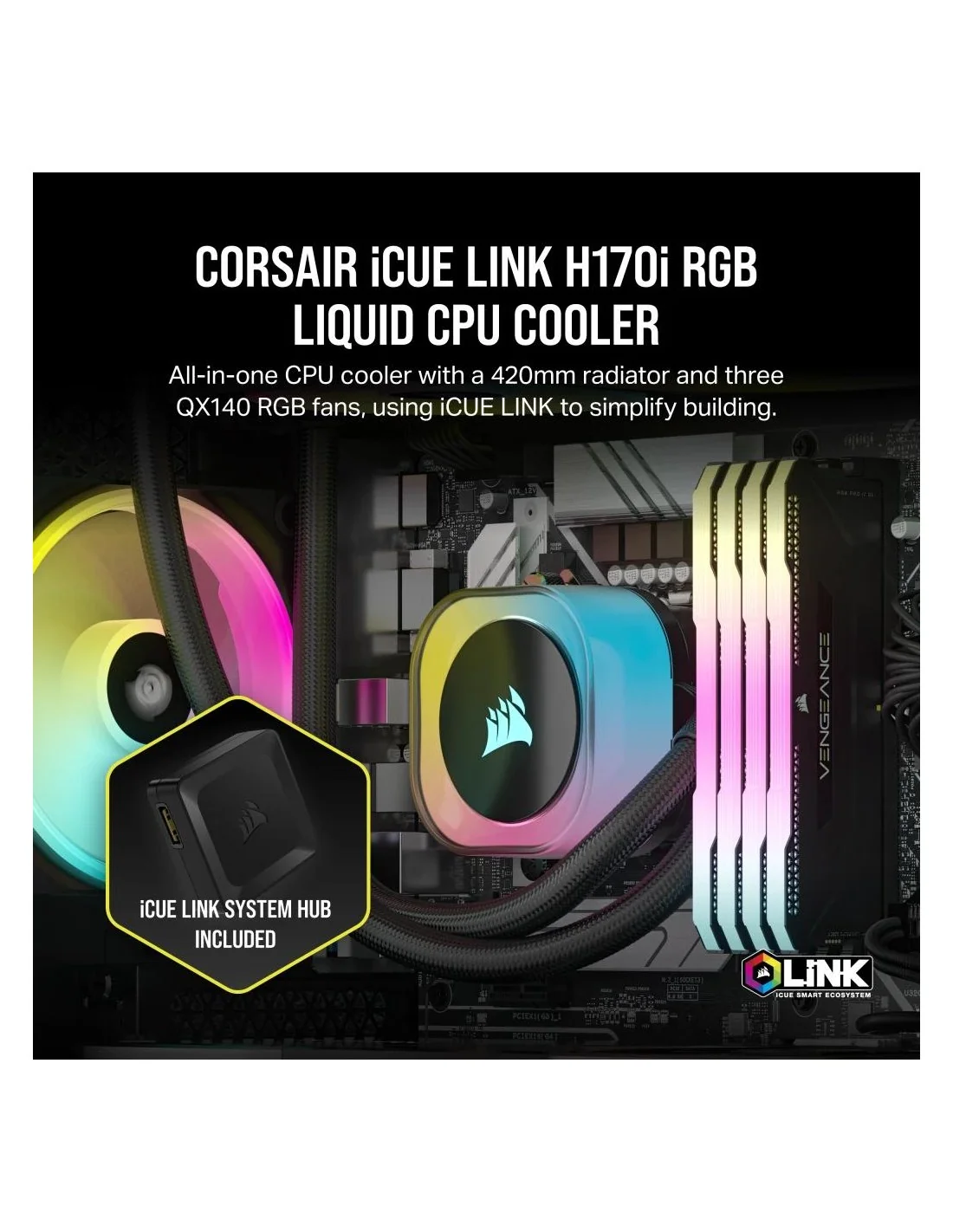 Corsair iCUE LINK H170i RGB AIO Kit de Refrigeración Líquida