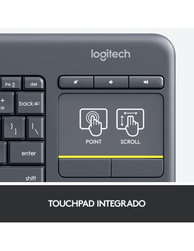 Logitech K400+ Teclado Inalámbrico con Touchpad Negro