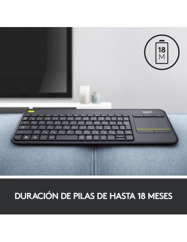 Logitech K400+ Teclado Inalámbrico con Touchpad Negro