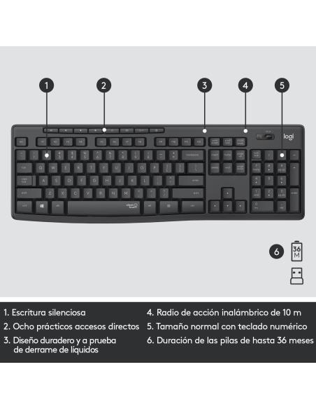 Logitech 920-009798 MK295 Silent Wireless Combo de Ratón y Teclado Inalámbricos