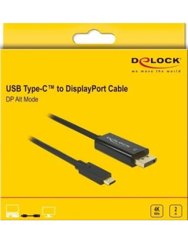 Delock 85256 Adaptador de Imagen USB-C a DisplayPort 4K 2m Negro