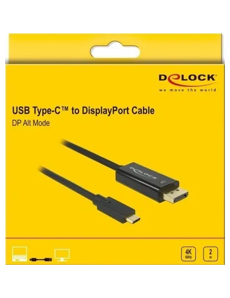 Delock 85256 Adaptador de Imagen USB-C a DisplayPort 4K 2m Negro