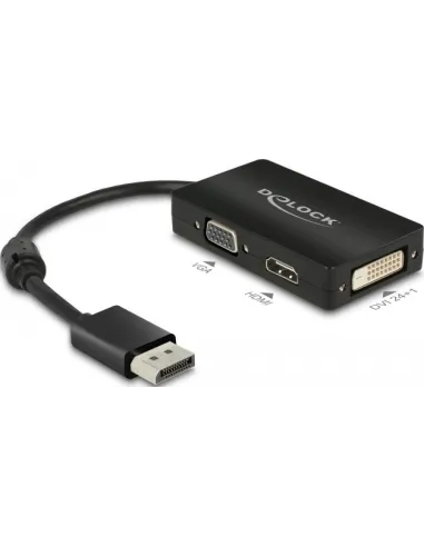 Delock 62656 Conversor de Imagen Displayport a VGA/HDMI/DVI WUXGA Negro