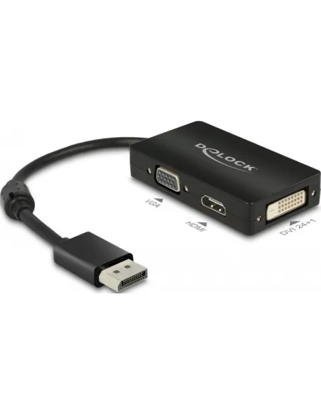 Delock 62656 Conversor de Imagen Displayport a VGA/HDMI/DVI WUXGA Negro