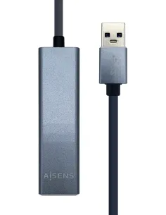 Aisens A106-0401 HUB USB-A 3.0 a USB-A 3.0 3 Puertos/RJ-45 15 cm Gris-APTAPC1033