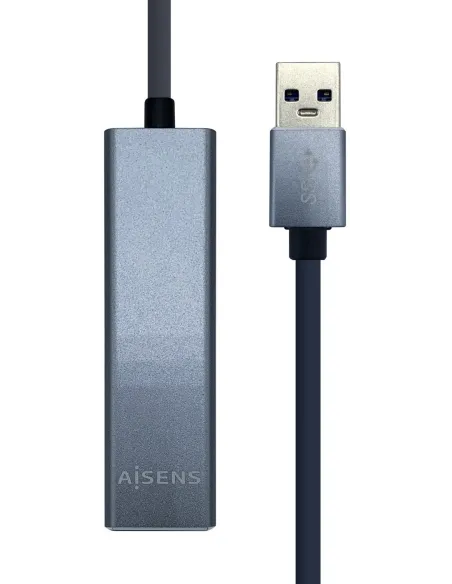 Aisens A106-0401 HUB USB-A 3.0 a USB-A 3.0 3 Puertos/RJ-45 15 cm Gris