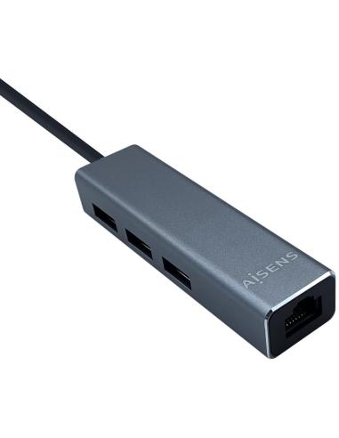 Aisens A106-0401 HUB USB-A 3.0 a USB-A 3.0 3 Puertos/RJ-45 15 cm Gris