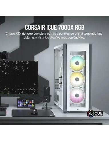 Corsair iCUE 7000X RGB Cristal Templado USB 3.0 Blanca