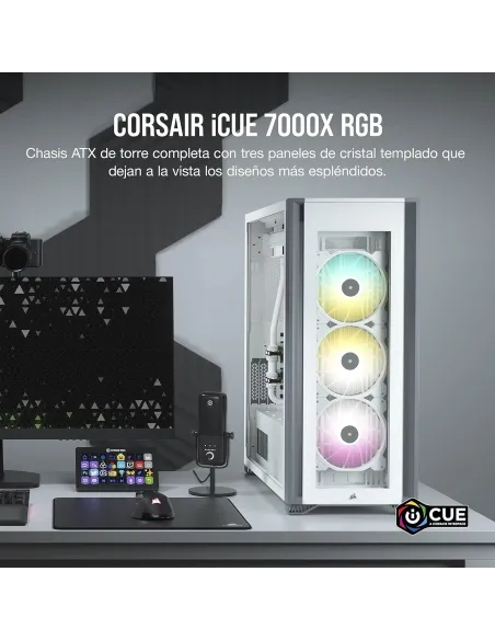 Corsair iCUE 7000X RGB Cristal Templado USB 3.0 Blanca