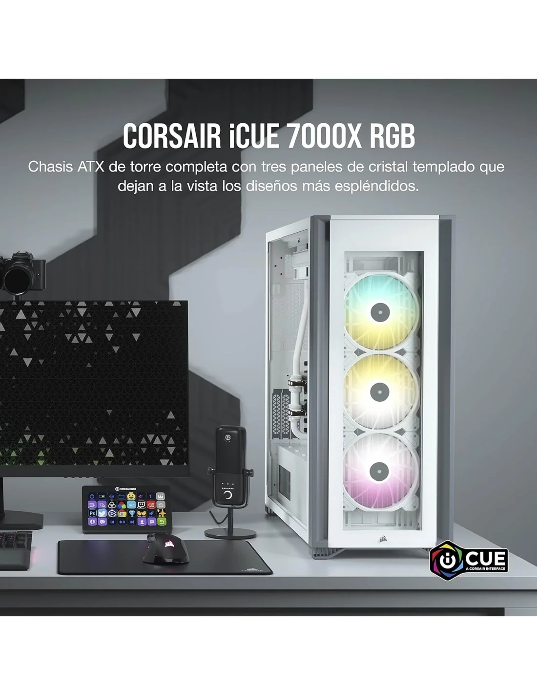 Corsair iCUE 7000X RGB Cristal Templado USB 3.0 Blanca