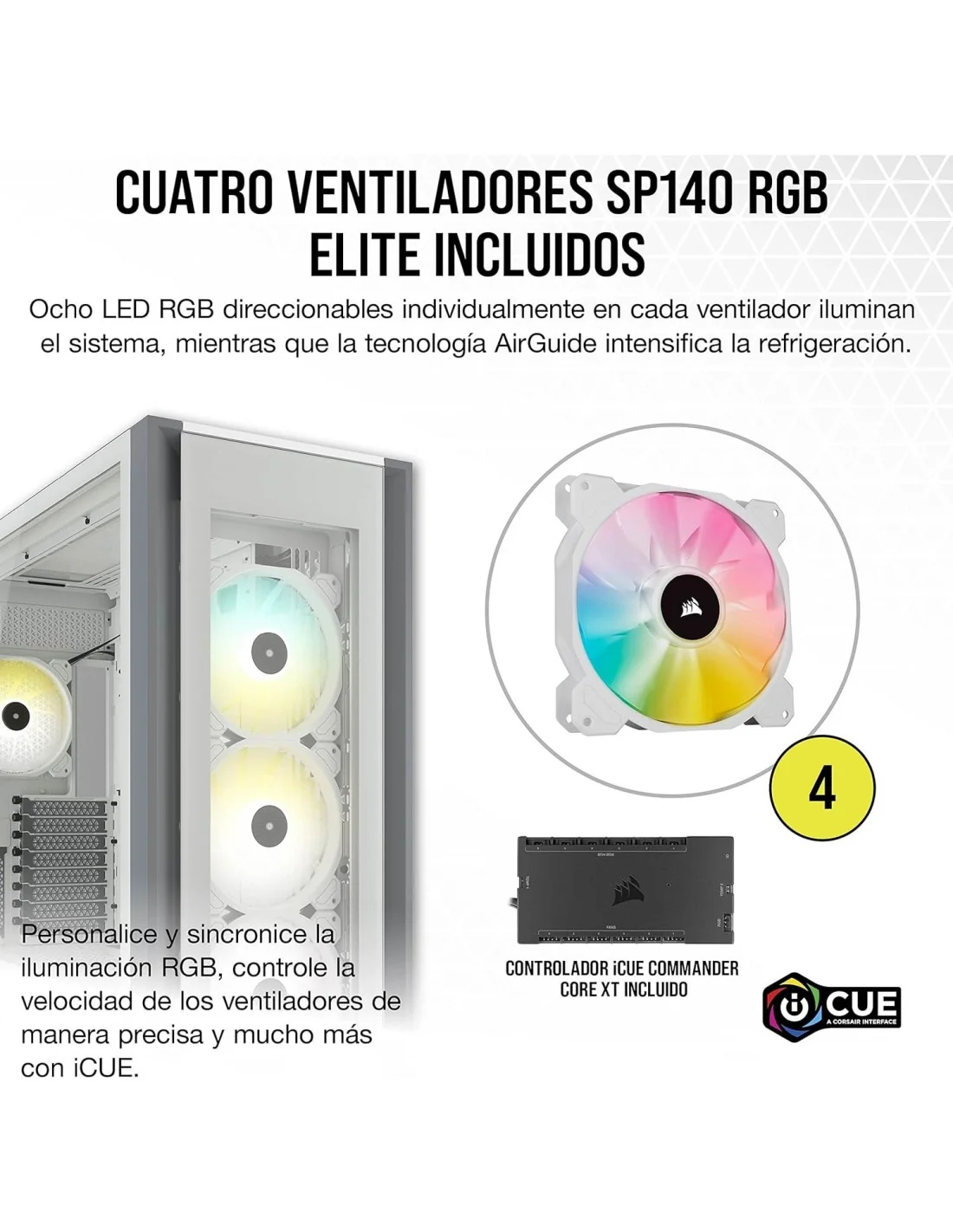 Corsair iCUE 7000X RGB Cristal Templado USB 3.0 Blanca