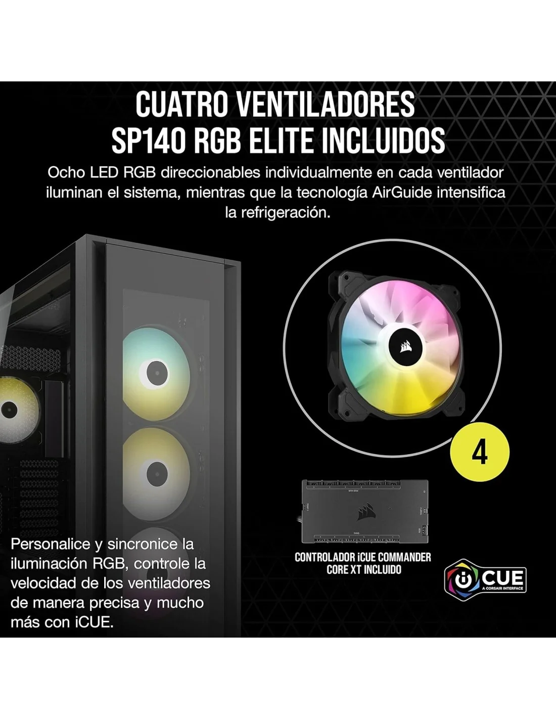 Corsair iCUE 7000X RGB Cristal Templado USB 3.0 Negra