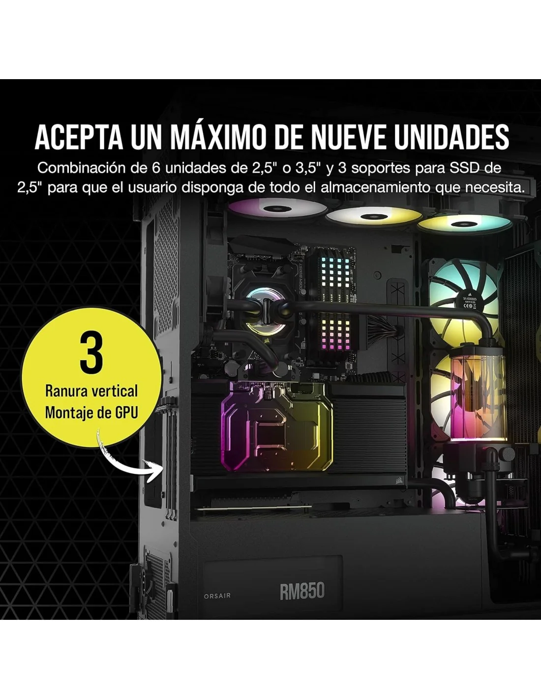 Corsair iCUE 7000X RGB Cristal Templado USB 3.0 Negra