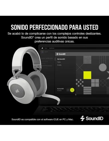 Corsair HS65 Wireless V2 Auriculares Gaming Inalámbricos 7.1 Blancos