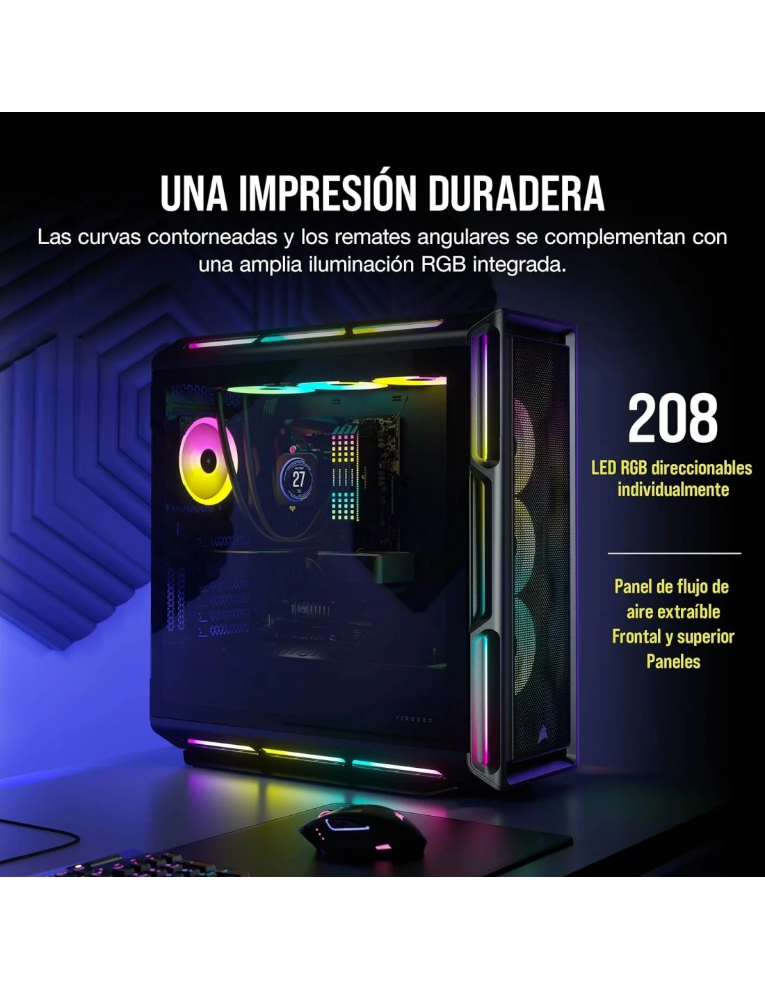 Corsair iCUE 5000T RGB Cristal Templado USB 3.0 Negra