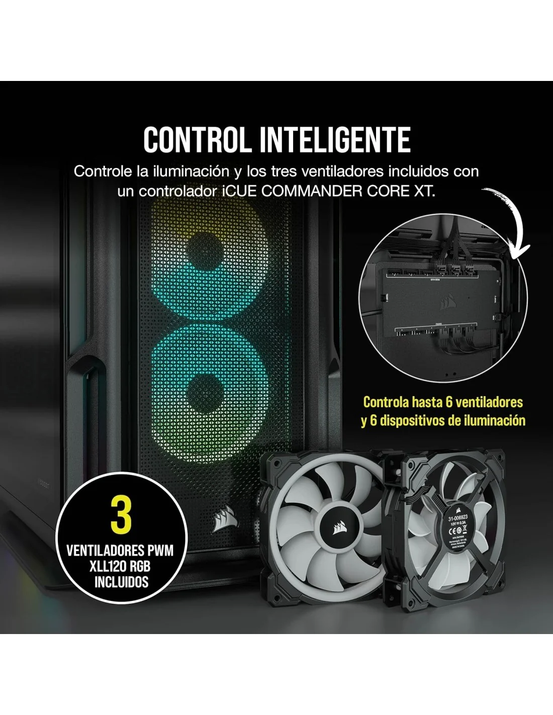 Corsair iCUE 5000T RGB Cristal Templado USB 3.0 Negra