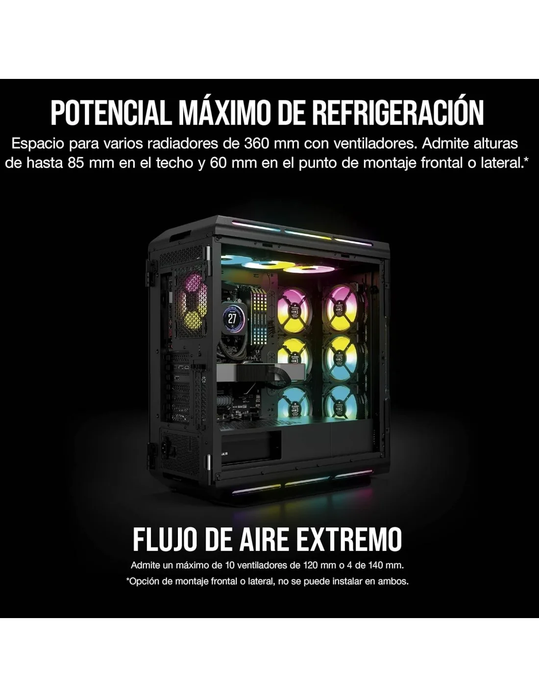 Corsair iCUE 5000T RGB Cristal Templado USB 3.0 Negra