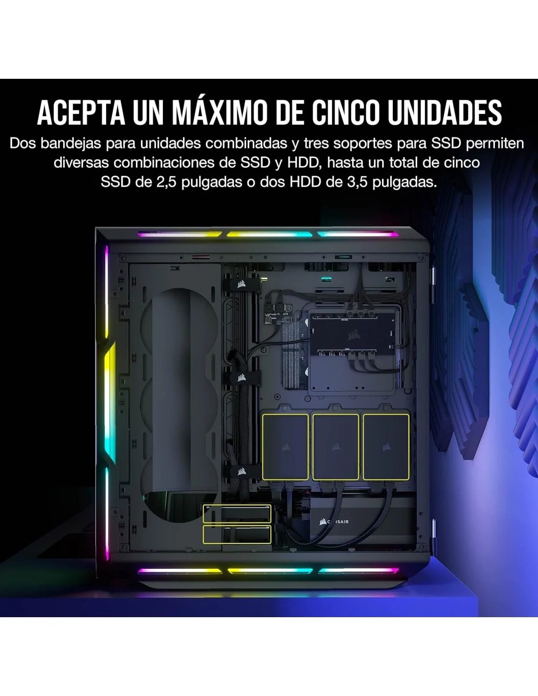 Corsair iCUE 5000T RGB Cristal Templado USB 3.0 Negra