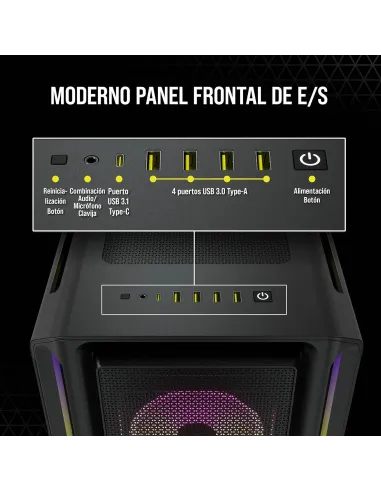 Corsair iCUE 5000T RGB Cristal Templado USB 3.0 Negra