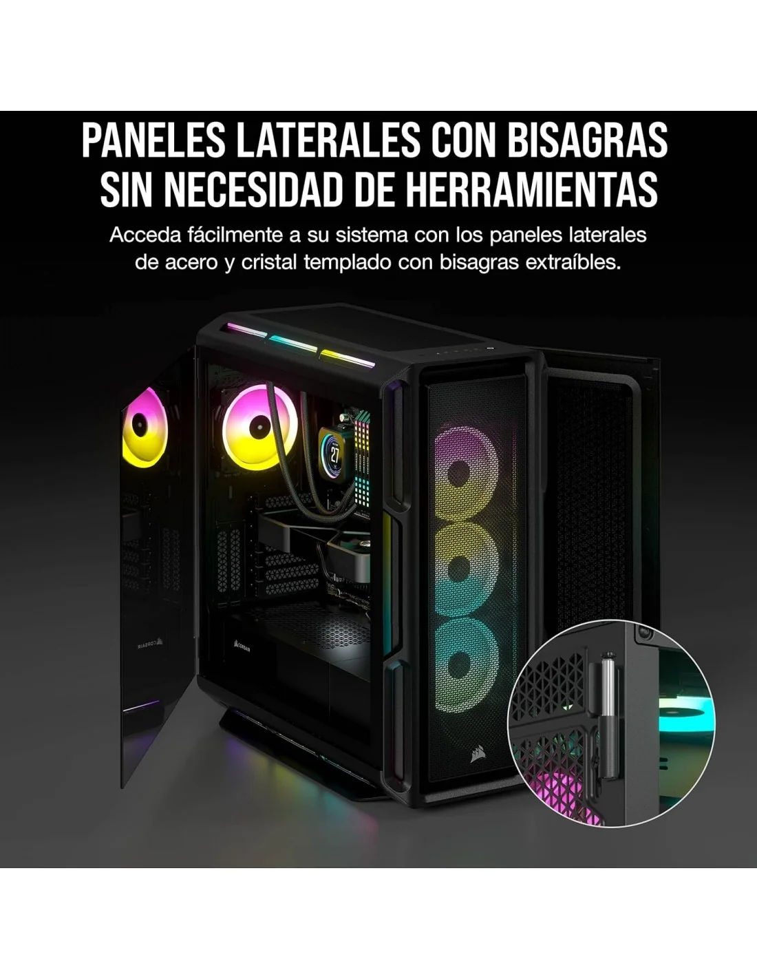 Corsair iCUE 5000T RGB Cristal Templado USB 3.0 Negra