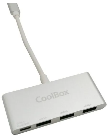 CoolBox COO-HUC3U3PD Hub USB-C a USB-A 3.0/USB-C 4 Puertos Blanco