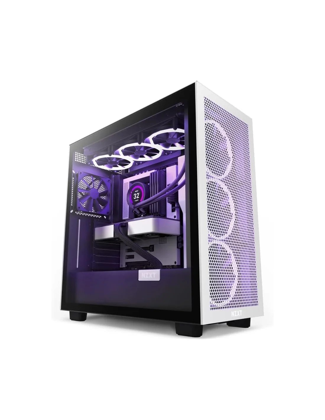 NZXT H7 Flow Cristal Templado USB 3.2 Blanca/Negra