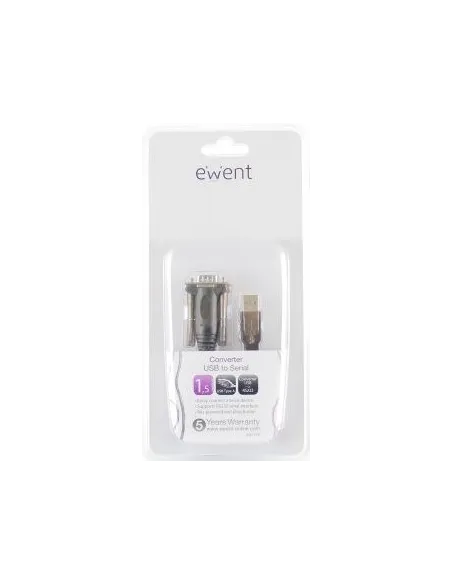 Ewent EW1116 Conversor de Imagen USB-A a Conector de Serie DB9 1.5m Negro