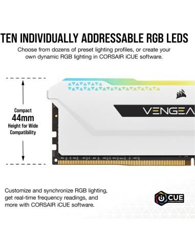 Corsair Vengeance RGB Pro SL White DDR4 3600MHz PC4-28800 32GB (2x16GB) CL18 Blancas