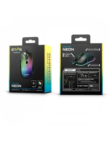 Energy Sistem 452125 ESG M3 Neon Ratón Gaming RGB 7200 DPI Negro
