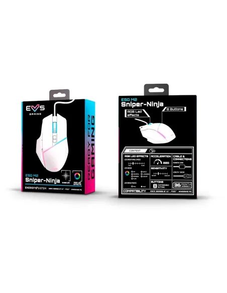 Energy Sistem 453412 ESG M2 Sniper-Ninja Ratón Gaming 6400 DPI Blanco