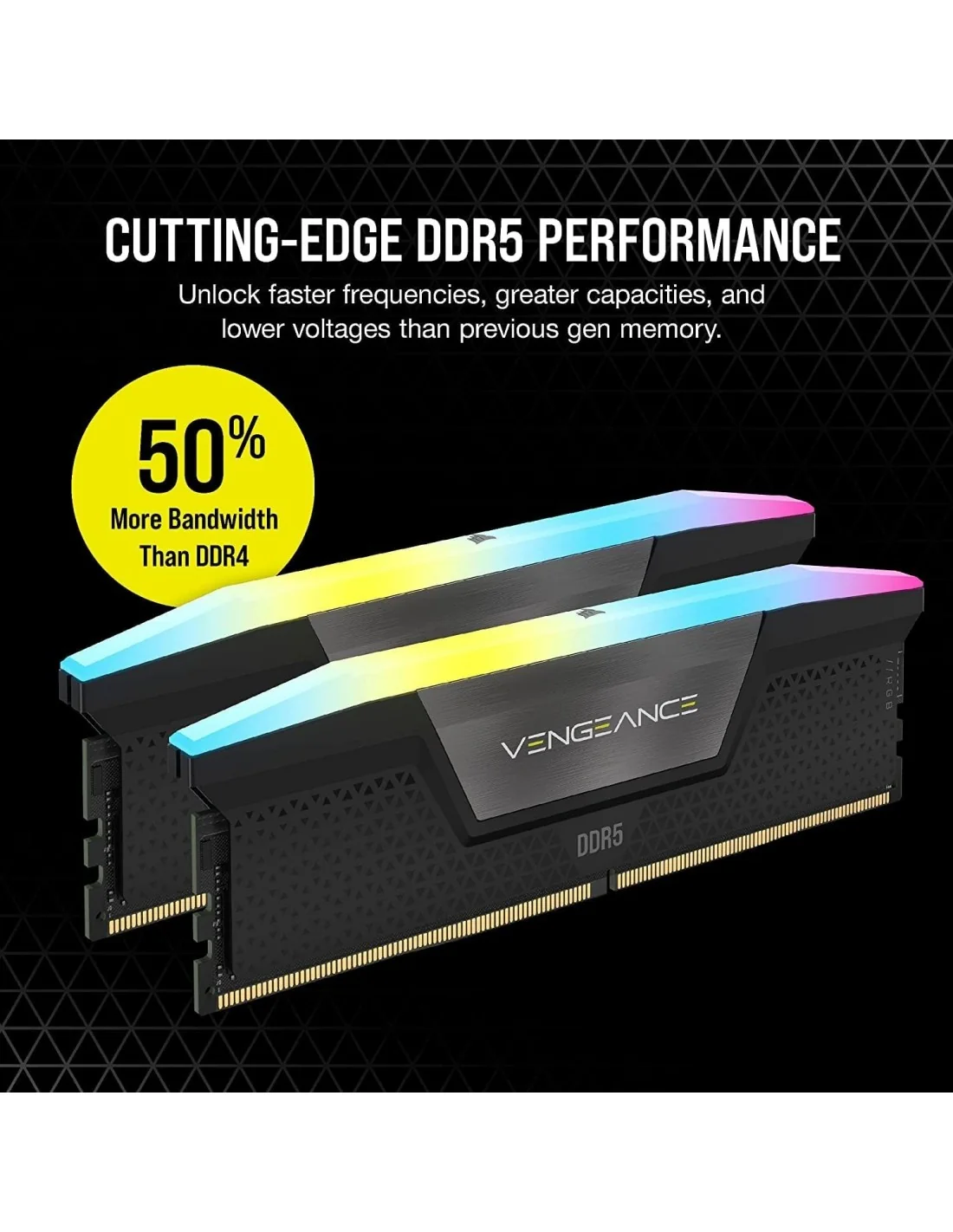 Corsair Vengeance RGB DDR5 5600MHz 32GB (2x16GB) CL40 Negras