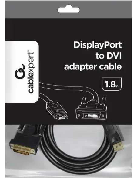 Gembird CC-DPM-DVIM-6 Adaptador de Imagen DisplayPort a DVI Full HD 1.8m Negro