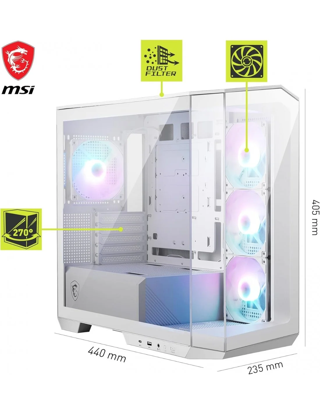 MSI MAG PANO M100R PZ Cristal Templado USB 3.2 Blanca