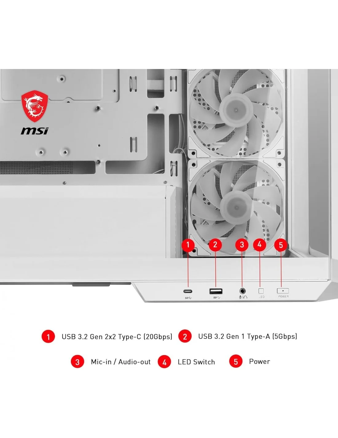 MSI MAG PANO M100R PZ Cristal Templado USB 3.2 Blanca