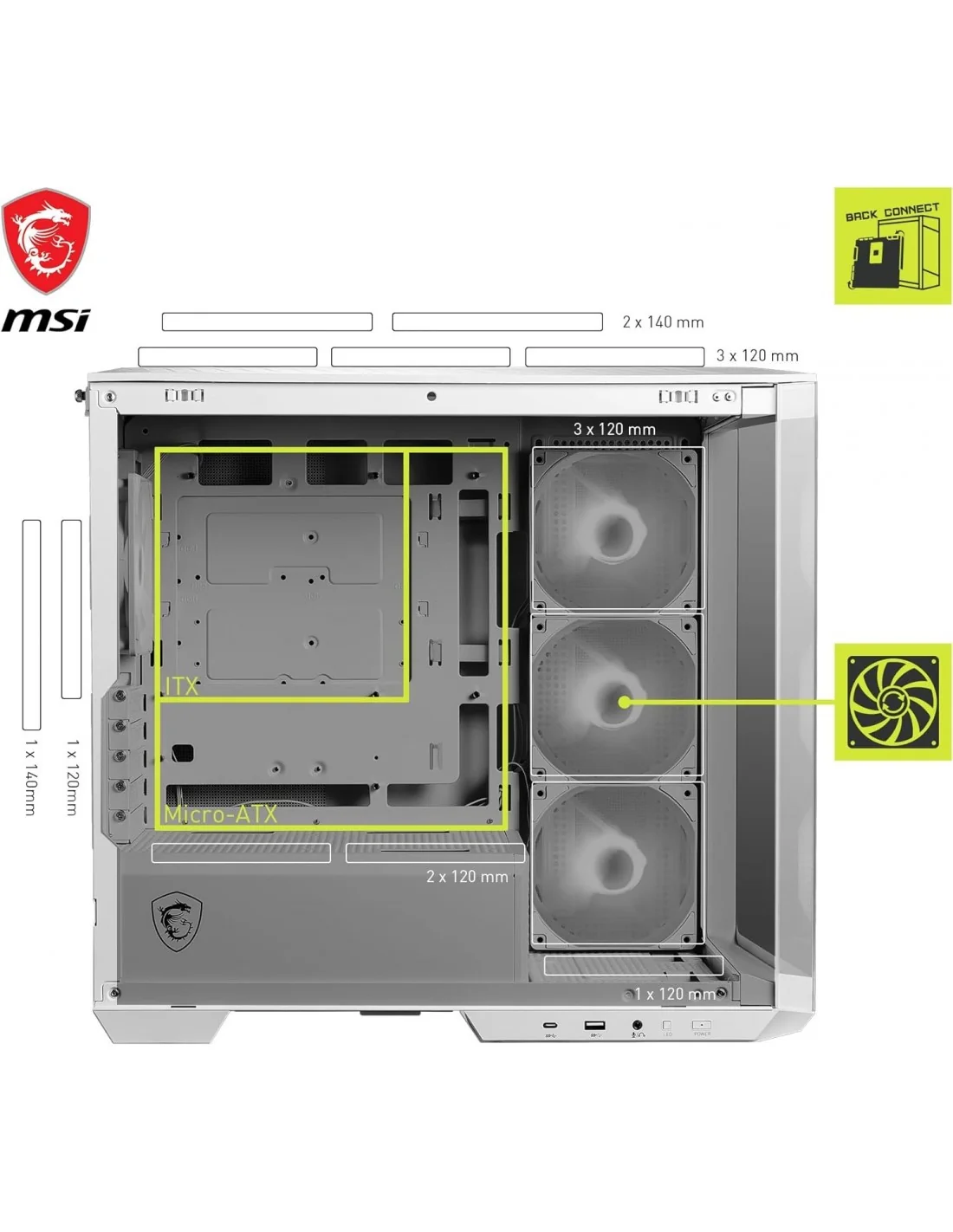 MSI MAG PANO M100R PZ Cristal Templado USB 3.2 Blanca