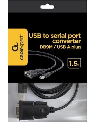 Gembird UAS-DB9M-02 Adaptador de Imagen USB-A a Serie DB9 1.5M Negro