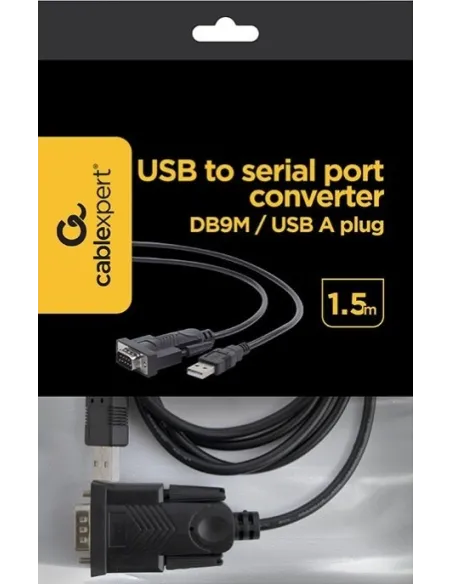 Gembird UAS-DB9M-02 Adaptador de Imagen USB-A a Serie DB9 1.5M Negro