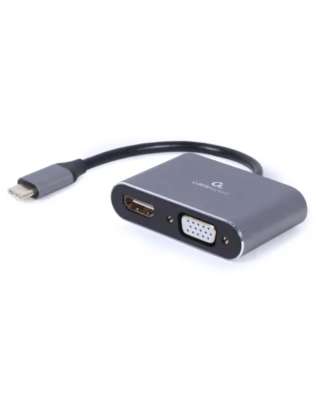Gembird A-USB3C-HDMIVGA-01 Adaptador de Imagen USB-C a HDMI/VGA 4K 15 cm Gris