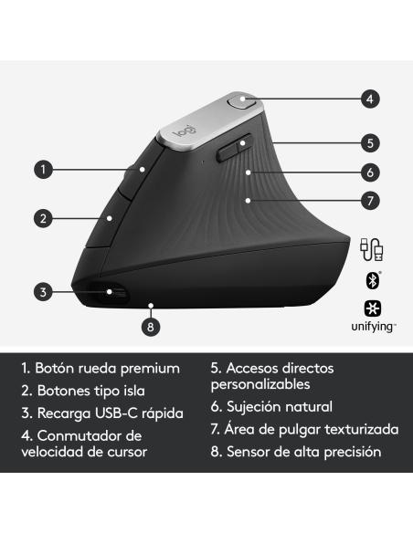 Logitech MX Vertical Ratón Ergonómico Avanzado