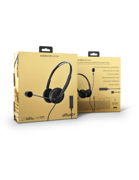 Energy Sistem Headset Office 2 Auriculares con Micrófono Negros
