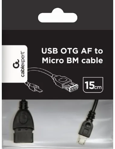Gembird A-OTG-AFBM-03 Adaptador de Imagen micro USB-B a USB-A 15 cm Negro